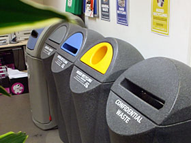 4 Bin System in Print Room including a Confidential Waste Bin
